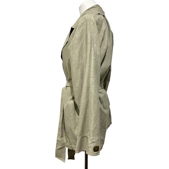Maralyce Ferree Jacket Shacket Linen Cotton Beige Trench Belted Lagenlook XL - Picture 5 of 10